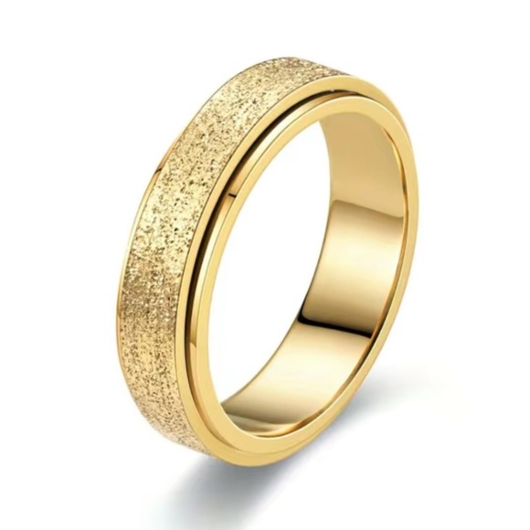 Gold Frosted Sparkly Anxiety Fidget Spinner Ring - Picture 4 of 4